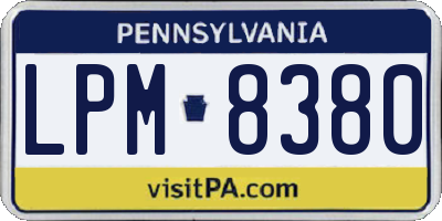 PA license plate LPM8380