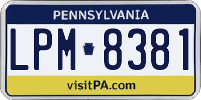 PA license plate LPM8381