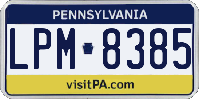PA license plate LPM8385