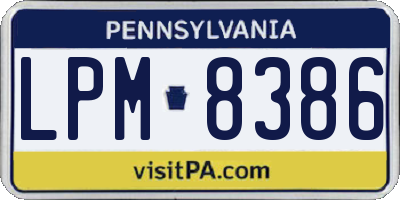 PA license plate LPM8386