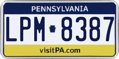 PA license plate LPM8387