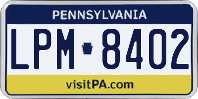 PA license plate LPM8402