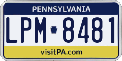 PA license plate LPM8481