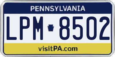 PA license plate LPM8502