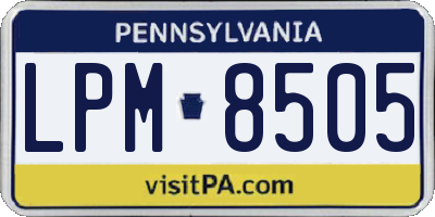 PA license plate LPM8505