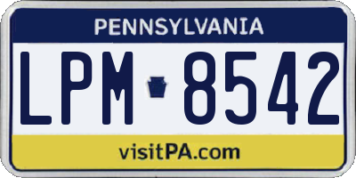PA license plate LPM8542
