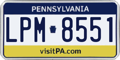 PA license plate LPM8551