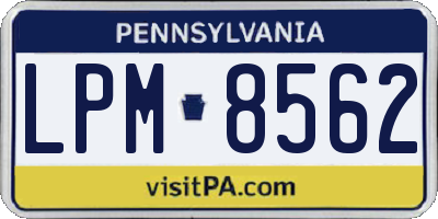 PA license plate LPM8562