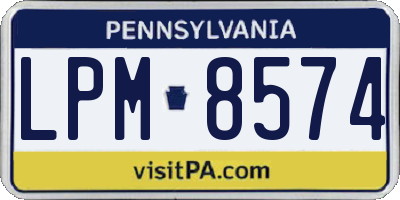 PA license plate LPM8574