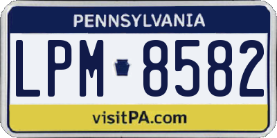 PA license plate LPM8582