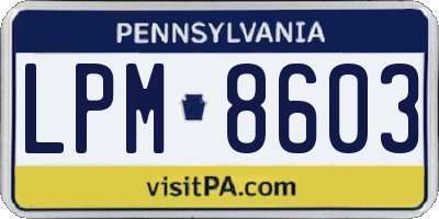 PA license plate LPM8603