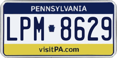 PA license plate LPM8629