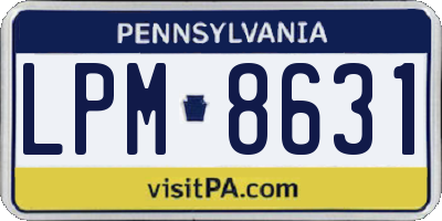 PA license plate LPM8631
