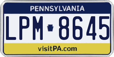 PA license plate LPM8645