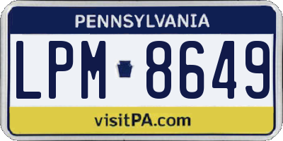PA license plate LPM8649