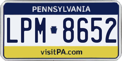 PA license plate LPM8652