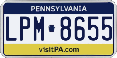PA license plate LPM8655