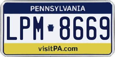 PA license plate LPM8669
