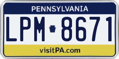 PA license plate LPM8671