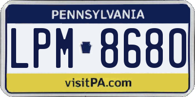 PA license plate LPM8680
