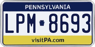 PA license plate LPM8693