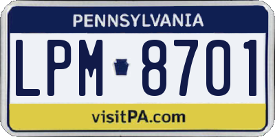 PA license plate LPM8701