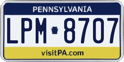 PA license plate LPM8707