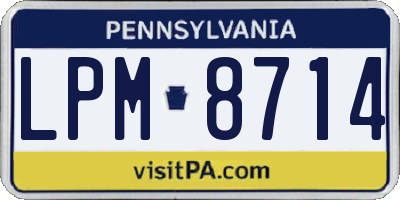 PA license plate LPM8714