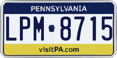 PA license plate LPM8715