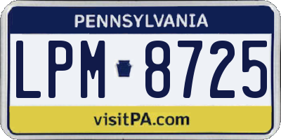 PA license plate LPM8725