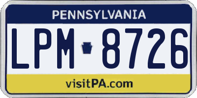 PA license plate LPM8726