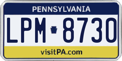 PA license plate LPM8730