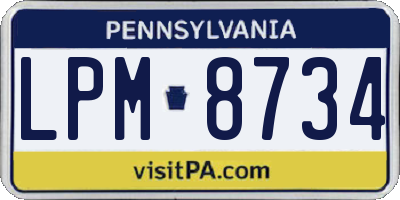 PA license plate LPM8734