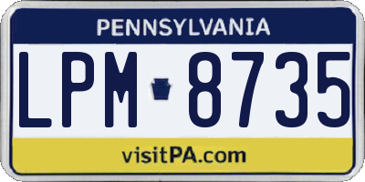 PA license plate LPM8735