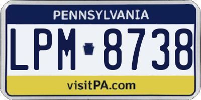 PA license plate LPM8738