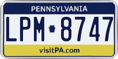 PA license plate LPM8747