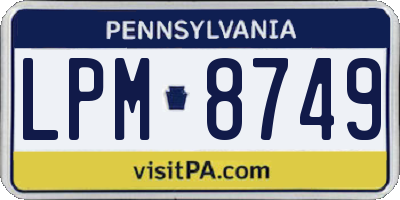 PA license plate LPM8749