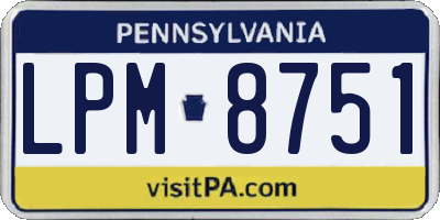 PA license plate LPM8751