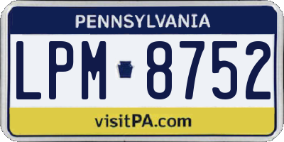 PA license plate LPM8752