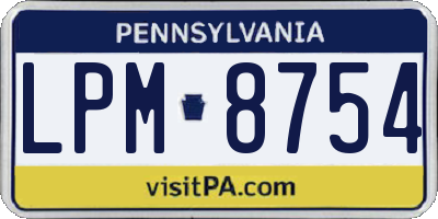PA license plate LPM8754