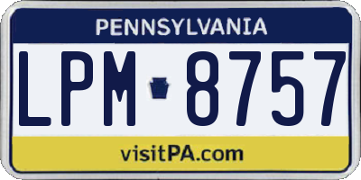 PA license plate LPM8757