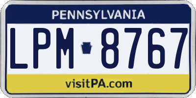 PA license plate LPM8767