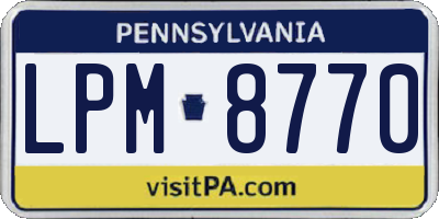 PA license plate LPM8770