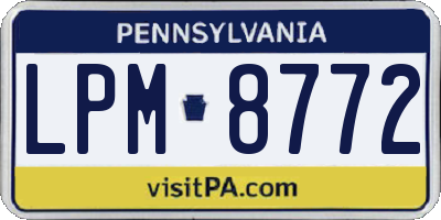PA license plate LPM8772