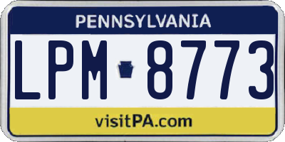 PA license plate LPM8773