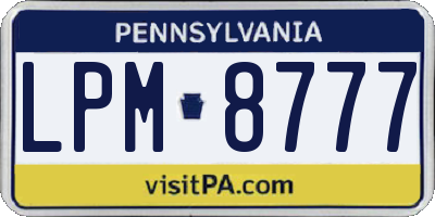PA license plate LPM8777