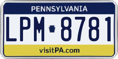 PA license plate LPM8781