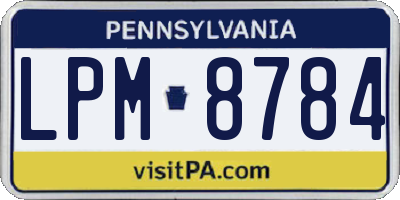 PA license plate LPM8784