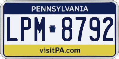 PA license plate LPM8792