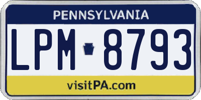 PA license plate LPM8793